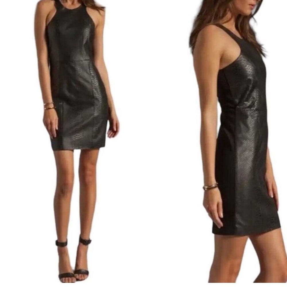 Milly Python Lambskin Leather Racerback Dress